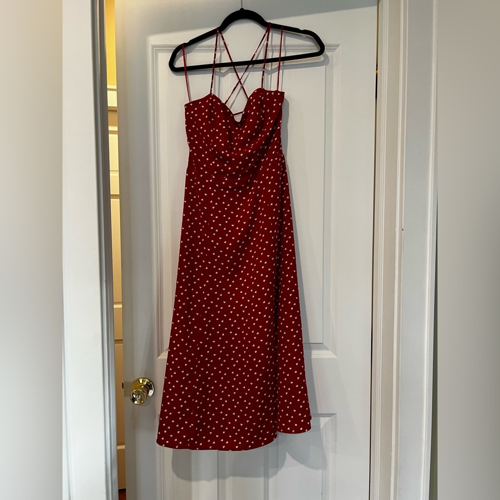 Red midi heart dress